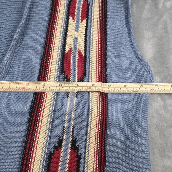 Chaps Ralph Lauren Sweater Vest Womens Size XL Blue Southwestern Cabincore - Picture 4 of 8